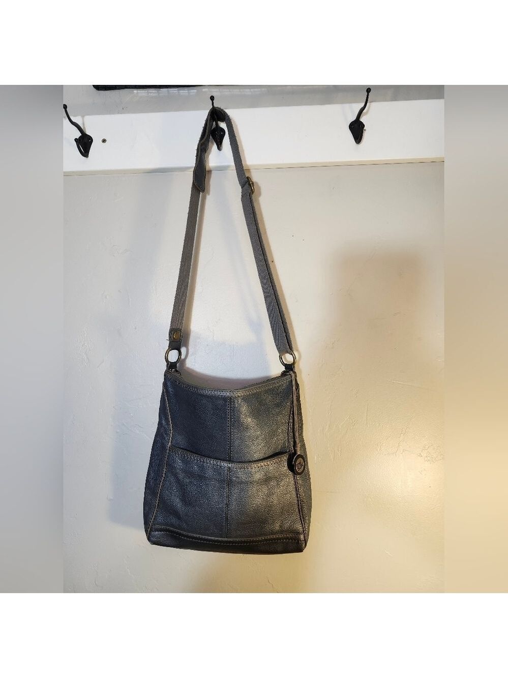 The Sak Gray‎ Leather Shoulder Bag